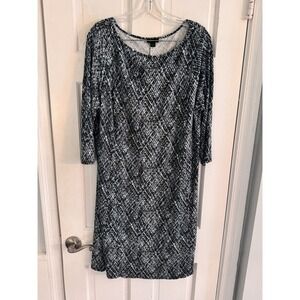 J.‎ Jill Wearever Collection Bk/Gr/BL Knit Dress Sz L Travel Easy-Care Stretch